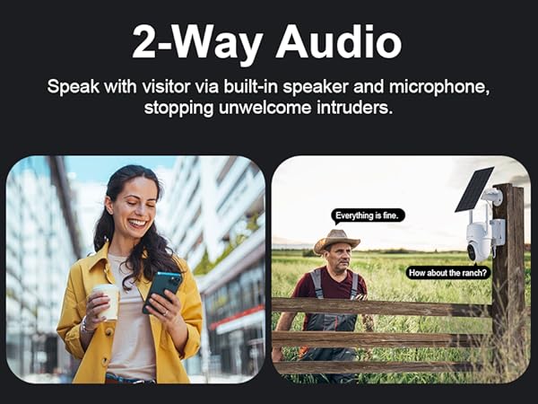 Hear and talk via the security cameras outdoor's 2-Way audio