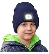 CENSGO Beanie with Light for Kids, LED Flashlight Knitted Cap Warm Hat with Light, Christmas Stoc...