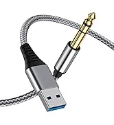 NCGGY USB to 6.35mm 1/4 inch TRS Audio Stereo Cable 6.6FT,USB-A to 1/4 Audio Adapter Aux Jack Ste...