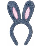 Tedercle Bunny Ears Headband for Adults, Fluffy Rabbit Ear Costume Hairband for Easter, Halloween...