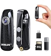 BOBLOV Mini Body Camera with Video: 64GB 007 Pocket Tiny Body Cams with Back Clip,1080P Small Wea...