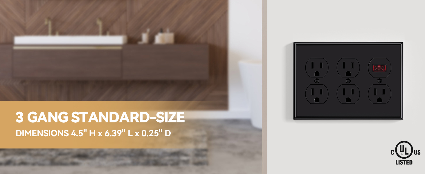 3 Gang Standard Duplex Switch Wall Plate