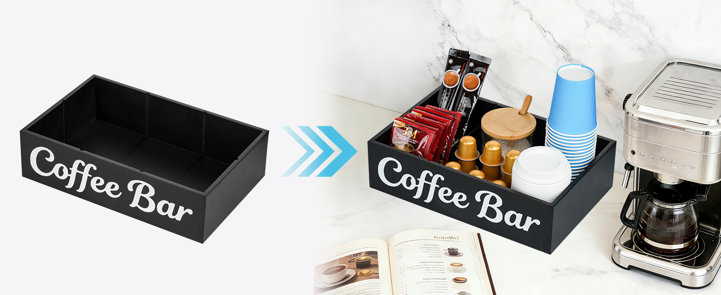 wooden coffee organizer for countertop