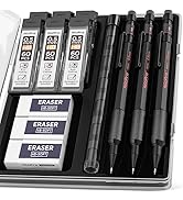 Nicpro 0.5 mm Mechanical Pencils Set with Case, 3PCS MP2000 Metal Artist Mechanical Pencil With 6...
