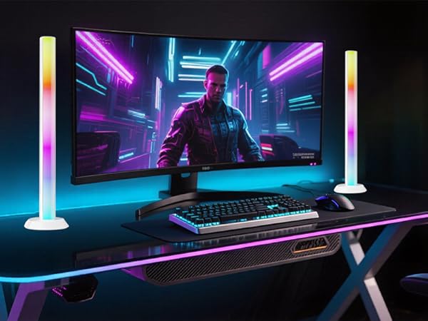 The lights come with brackets and easy to set up, whether standing beside screen or mounted behind