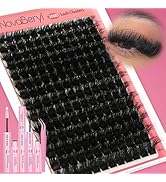NovaBeryl Lash Clusters Kit, Fluffy 200D Thick Volume Lash Clusters 10–18mm, Individual Fluffy Cl...