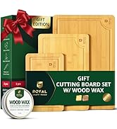 ROYAL CRAFT WOOD Bamboo Cutting Board Gift Set – 3-Piece Reversible Wooden Boards with Deep Juice...