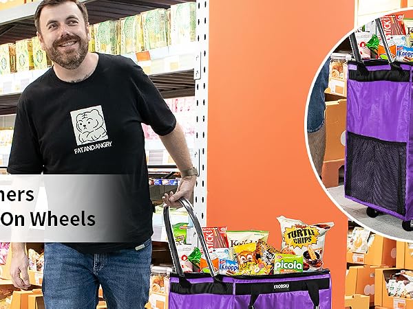 rolling tote bag reusable grocery bag on wheels rolling tote rolling tote bag with wheels