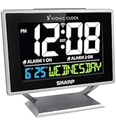 Sharp Atomic Desktop Clock with Color Display - Atomic Accuracy - Easy to Read Screen with Calend...