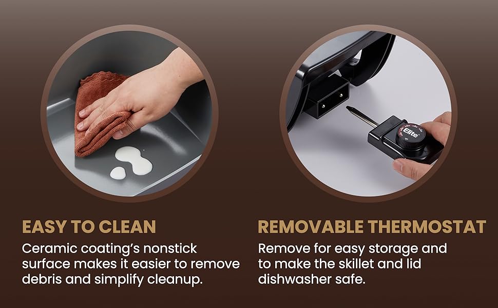 Elite Gourmet EG2615 15&amp;#34; x 12&amp;#34; x 4” Electric Skillet, Durable Xtra Deep Dish