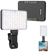 Newmowa Black Rechargeable Selfie Light - Portable Clip Video for Phone/Laptop/Camera With Smart ...