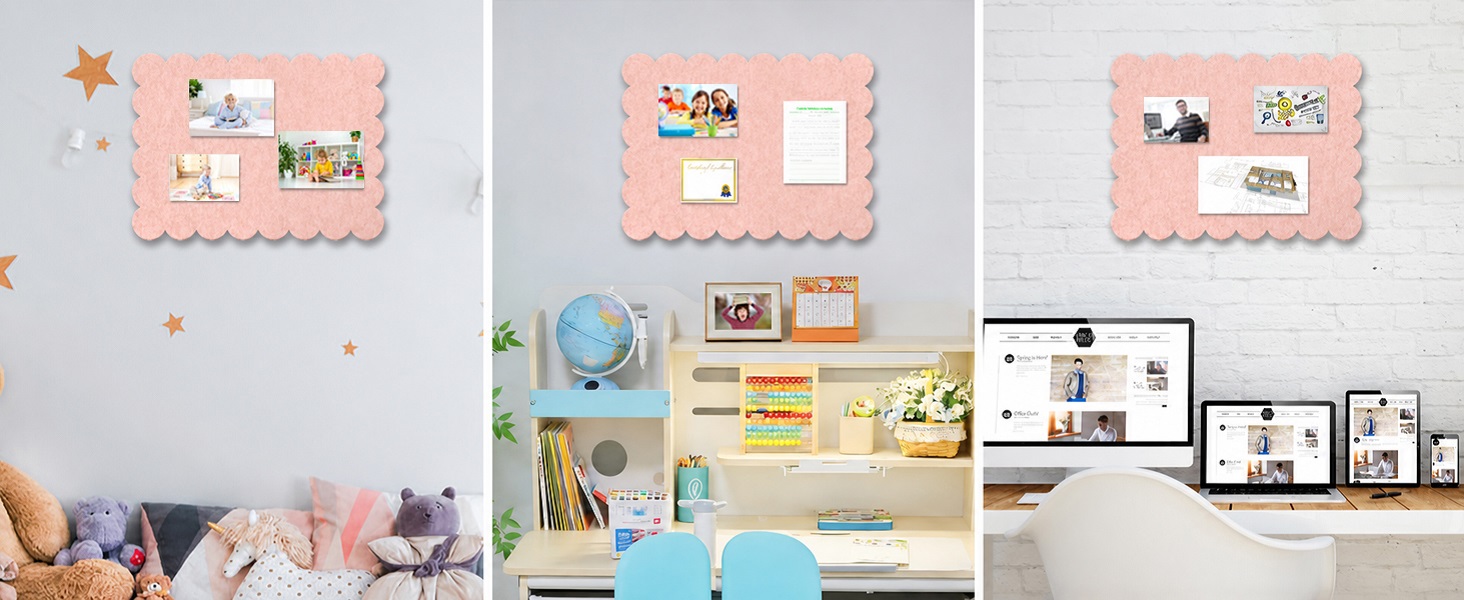 Pink bulletin board on the wall