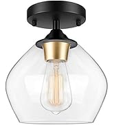 Modern Semi Flush Mount Ceiling Light with Clear Glass Shade, Industrial Close to Ceiling Light, ...