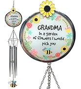 Grandma Windchime - Grandma in a Garden of Flowers I Would Pick You - Colorful Bee Sunflower and ...