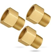 Gsinodrs 3PCS Brass Pipe Fitting, 1/2" Female x 1/2" Male NPT Thread Brass Hex, Adaptor 1200psi H...