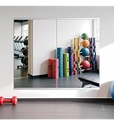 Ruomeng Home Gym Mirror, 48''x28''x2PCS Full Length, Large Frameless Body Mirror Tempered Glass f...
