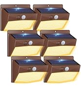 Peasur [6 Packs Solar Outdoor Lights Motion Sensor Solar Security Lights Waterproof with 3 Lighti...