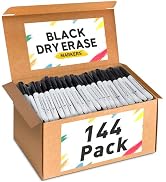 V-Opitos 144 Pack Fine Tip Dry Erase Markers - Bulk Whiteboard Erasable Black Markers, Ideal for ...