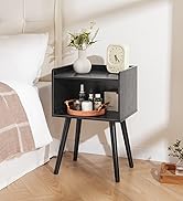Yoobure Mid Century Modern Nightstand for Small Spaces, Small Side Table with Storage Shelf, Wood...