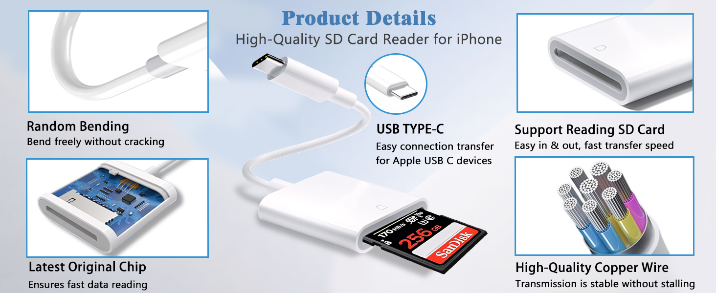 iPhone SD card reader USB C USB C SD card reader for iPhone15 USB C memory card reader for iPhone