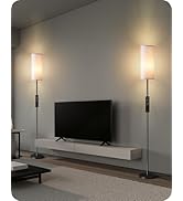 2 Pack Dimmable Floor Lamps for Living Room with 2 Remotes and Foot Switch, Corner Floor Lamp, St...