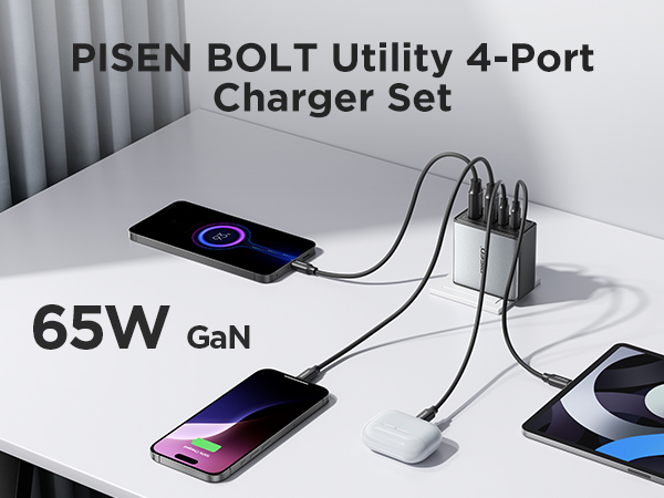 PISEN BOLT Utility 4-Port Charger Set