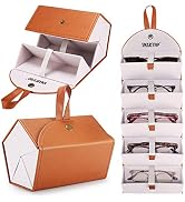 SMARTTOP Travel Sunglass Organizer Case- 5/6 Slot PU Sunglass Travel Case Multiple Portable Eyegl...