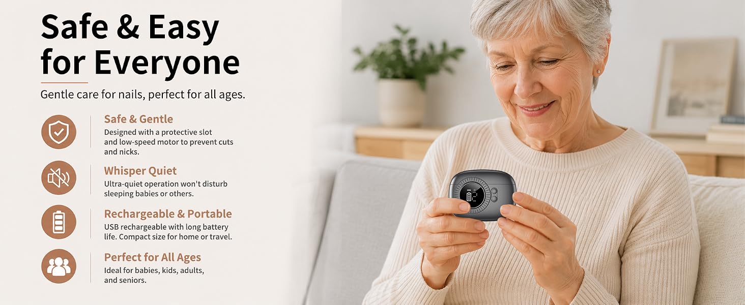 Safe and easy for every one. whisper quiet. rechargeable and portable. perfect for all ages