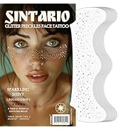 Silver Glitter Freckles Face Tattoo, Makeup Patch - Freckle Makeup, Faux Freckles Waterproof Temp...