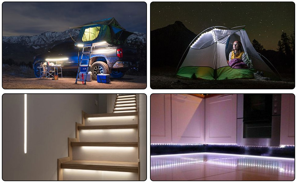 16.4FT Daylight White 6000K LED Strip Light with USB Plug + Battery Box Operated
