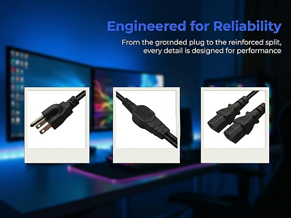 NEMA 5-15P to IEC320 2X C13 Y-Power Cable