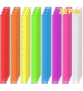 32 Pcs Clear Plastic Ruler 12 Inch, Rulers Bulk for Classroom, Transparent Assorted Color Bulk Ru...