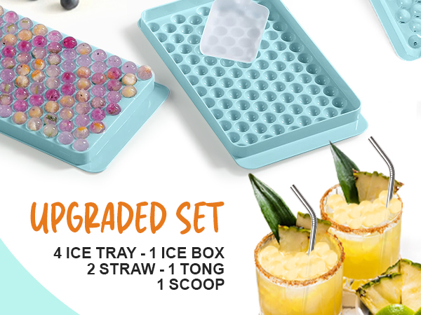 Mini Round Tiny Pebble Nugget Crushed Ice Cube Tray Freezer Ice Mold Ice Box Straw Bin Container 