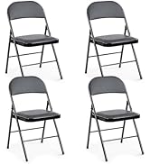 DUMOS 4 Pack Leather Padded Folding Chair, Indoor Outdoor Portable Stackable Commercial Seat with...