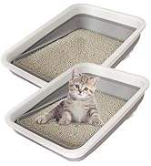 chuyouan 2 Pack Collapsible Small Cat Litter Box, Open Kitten Litter Potty Pan Low Entry Pet Kitt...