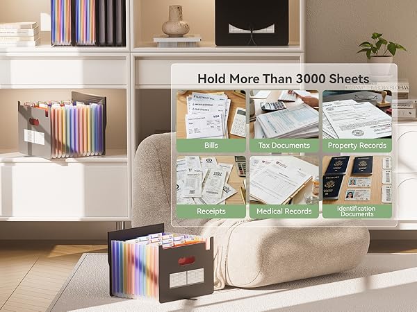 ThinkTex Expanding File Folder 12 Pockets Accordion File Organizer