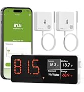 WiFi Freezer Thermometer Alarm with Digital Monitor Hub, App and Email Alerts, 2-Year Data Export...