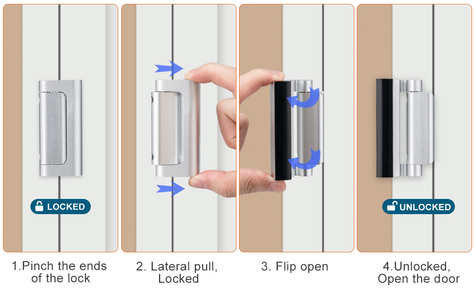 Home Security Door Lock Reinforcement - Child Proof High Security Door Locks with 3&amp;#34; Stop
