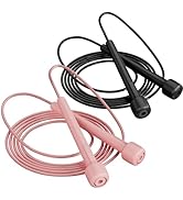 POCFOINY 2 Pack Jump Rope for Fitness, Speed Rope Skipping Rope for Men, Kids and Women, Jumping ...