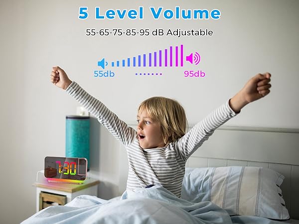 Projection Alarm Clock for Bedroom,7.4" LED Mirror Digital Clock Large Display