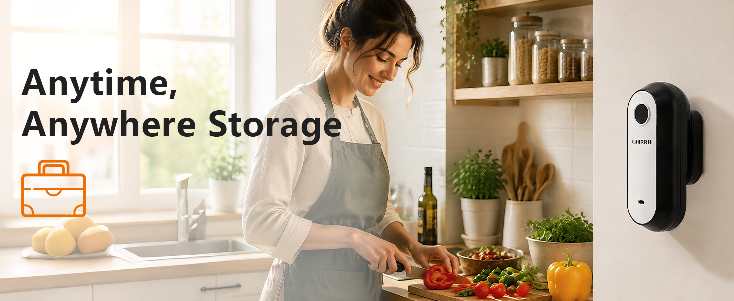 With a wall-mounted holder accessory for convenient storage and easy access in the kitchen.