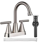 Cobbe 4 inch Brushed Nickel Bathroom Faucetswith Pop up Drain and Two Supply Hoses, Lead-Free Sta...