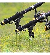 Rod Holders for Bank Fishing - 2/4 Pack Fishing Rod Holder for Ground , Bank Fishing Rod Rack Sta...