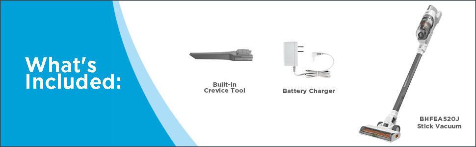 stick vacuum, built-in crevice tool, battery charger
