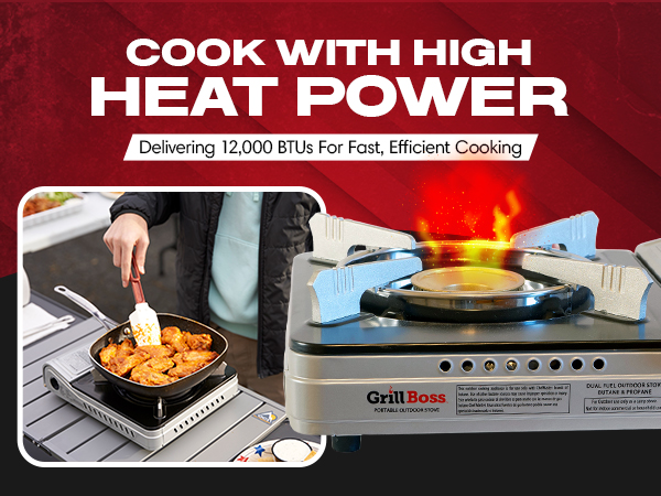 Grill Boss Dual Fuel Portable Stove, Dual Fuel Butane &amp; Propane Stoves