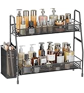 EKNITEY Bathroom Countertop Organizer Shelf - 2 Tier Counter Spice Rack Metal Makeup Rack Small P...