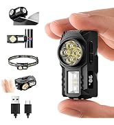 USB-C Rechargeable Headlamp for Adults &amp; Kids - Magnetic Clip, Motion Sensor, 4 LED/COB Super Bri...