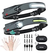 2Rechargeable Headlamp Flashlight with Carrying Case, SEVENKA Bright LED Head Lamp Outdoor, Wide ...