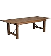 Flash Furniture Hercules Series 8' x 40" Rustic Solid Pine Folding Dining Table, Rectangular Anti...