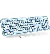 Atelus USB Wired Computer Keyboard - Retro Typewriter Keyboard - Full Size Office Keyboard with N...